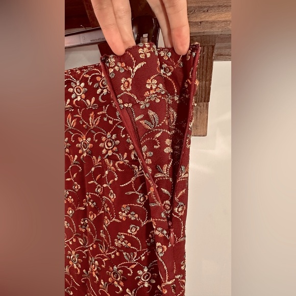 NWT ETRO Embroidered Floral Wide Leg Maroon Pants IT42 (US 6) & IT38 (US 2) - Picture 7 of 13